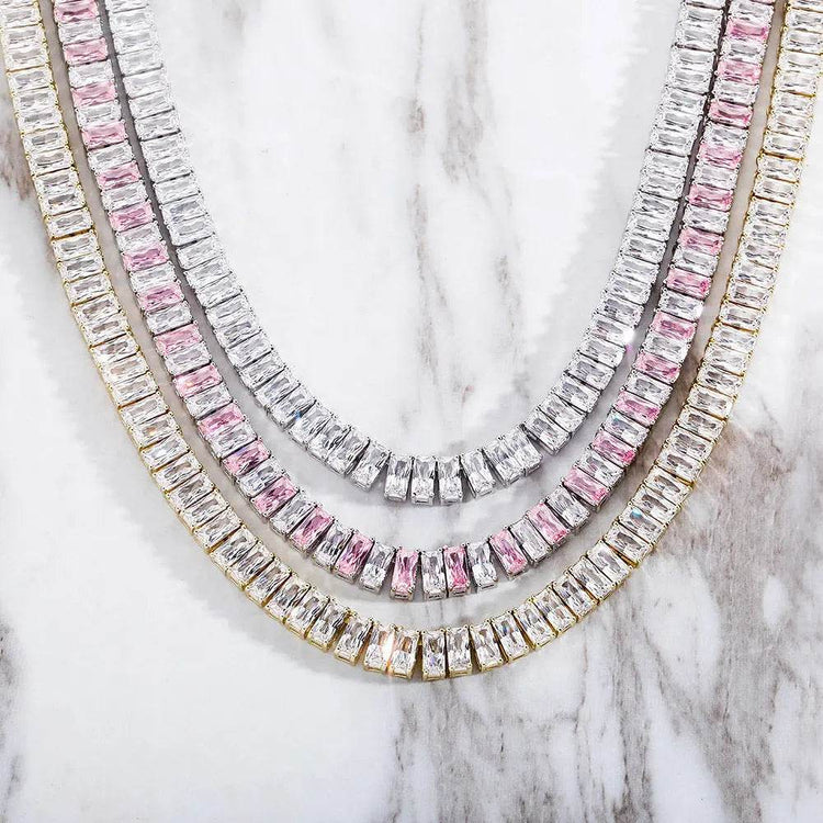 Rectangular Zircon Hip Hop Necklace For Men and Women - pluto essentials