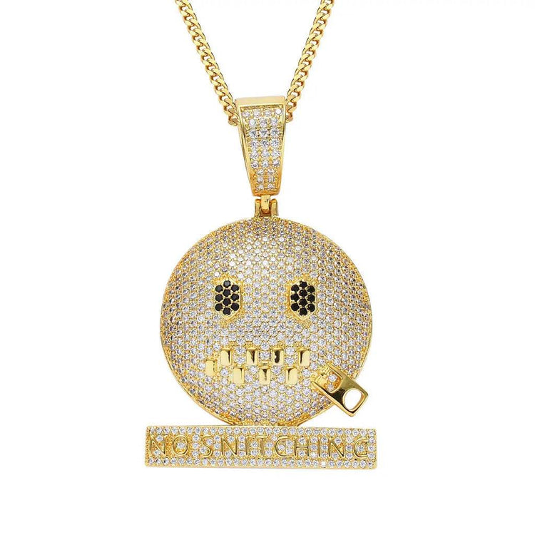 Cartoon Expression Zipper Shut Up Personality Trendy Hip Hop Jewelry - pluto essentials