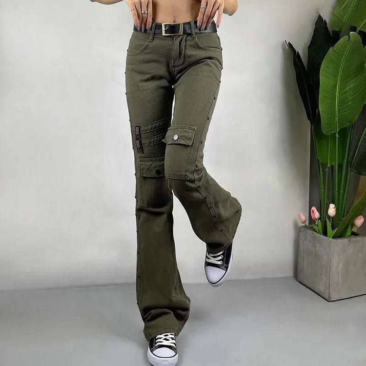 High Street Fried Street Straight Pants Cargo Pants Jeans - pluto essentials