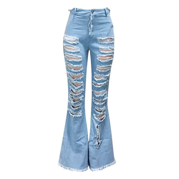 street trend flared denim pants - pluto essentials