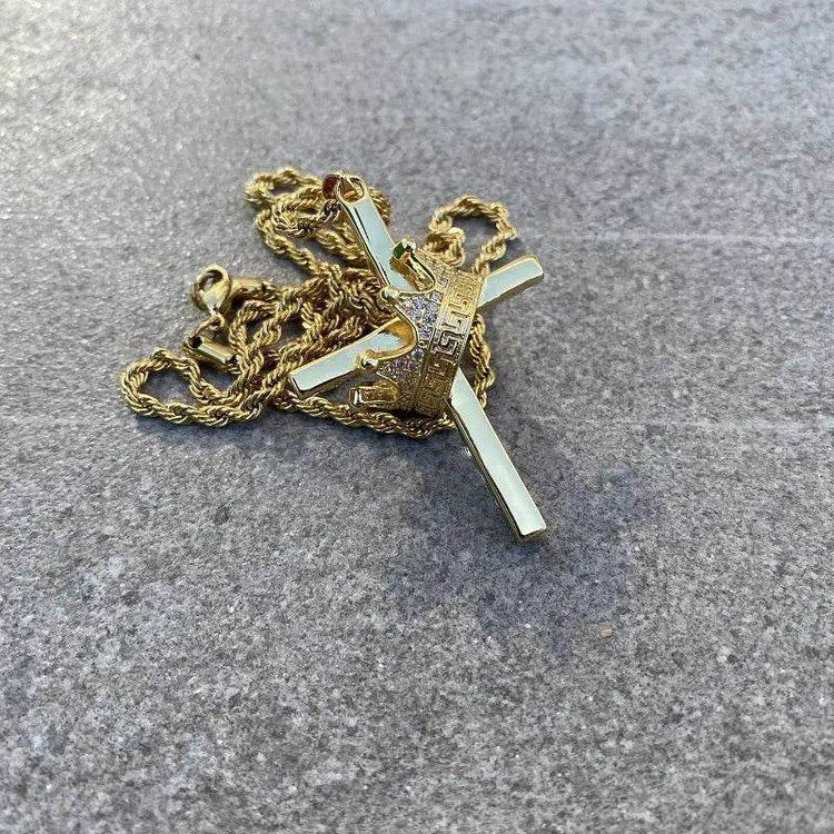 Hip Hop Crown Zircon Necklace - pluto essentials