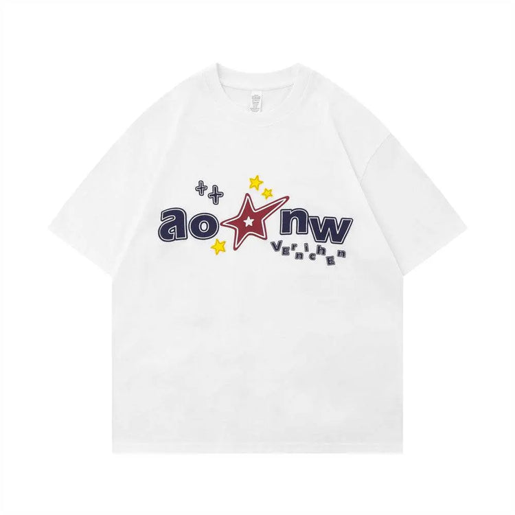 Letter XINGX Printed Short Sleeve Men Clothing Summer Casual - pluto essentials