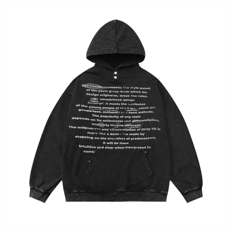 English Letters Printed Hoodie Men - pluto essentials