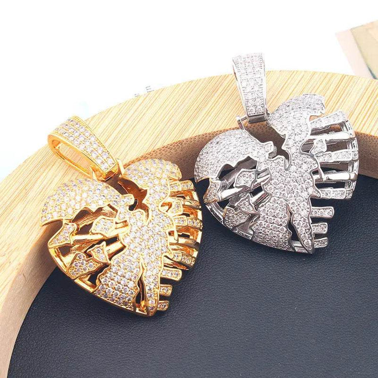 Broken Heart Pendant Hip Hop - pluto essentials