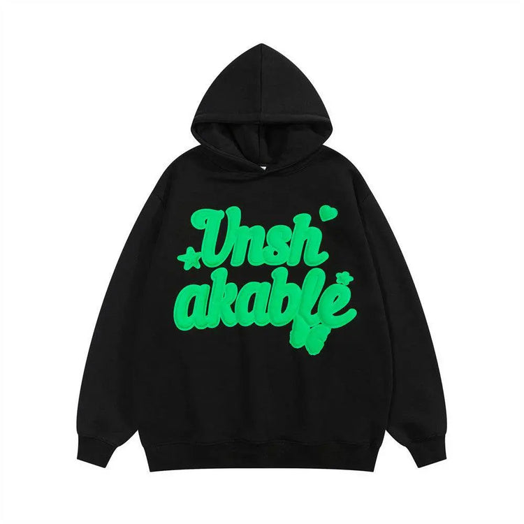 Foam Letter Printed Hoodie Men - pluto essentials