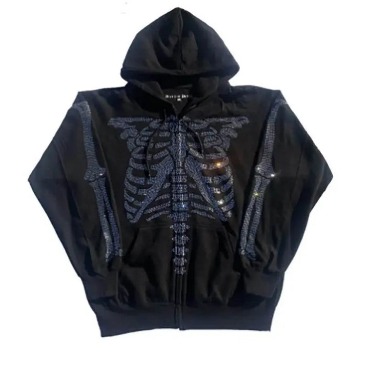 Oversized Glitter Rhinestone Hoodie Women&