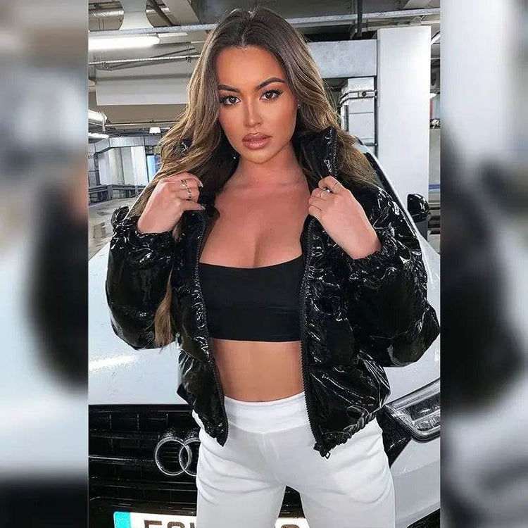 Sisterlinda Faux PU Leather Y2K Bubble Puffer Winter Warm Jacket Women Coats Long Sleeve Outerwear Zipper Casual Slim Parkas - pluto essentials