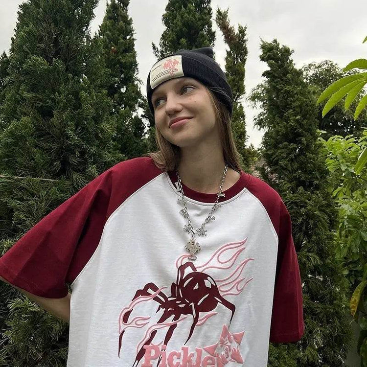 High Quality Harajuku Casual Hip Hop Female Vintage Oversized Street Retro Summer Letters T-shirts - pluto essentials