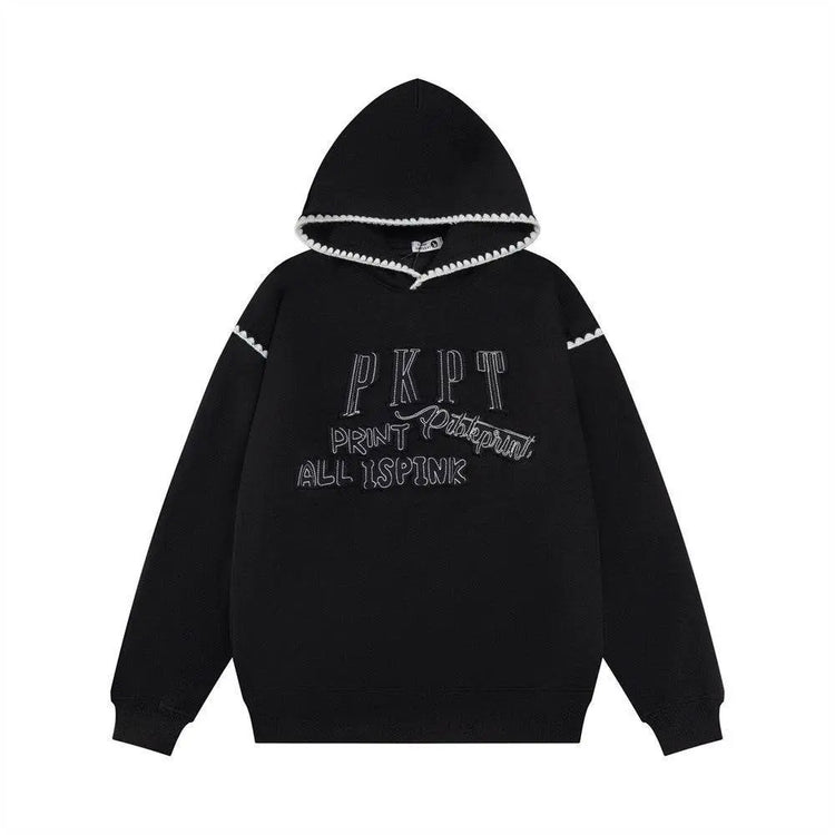 Embroidered Lace Hooded Sweater For Men - pluto essentials