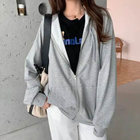 Brown Y2K Aesthetic Hoodies Women Zip Up Sweatshirt Hooded - pluto essentials