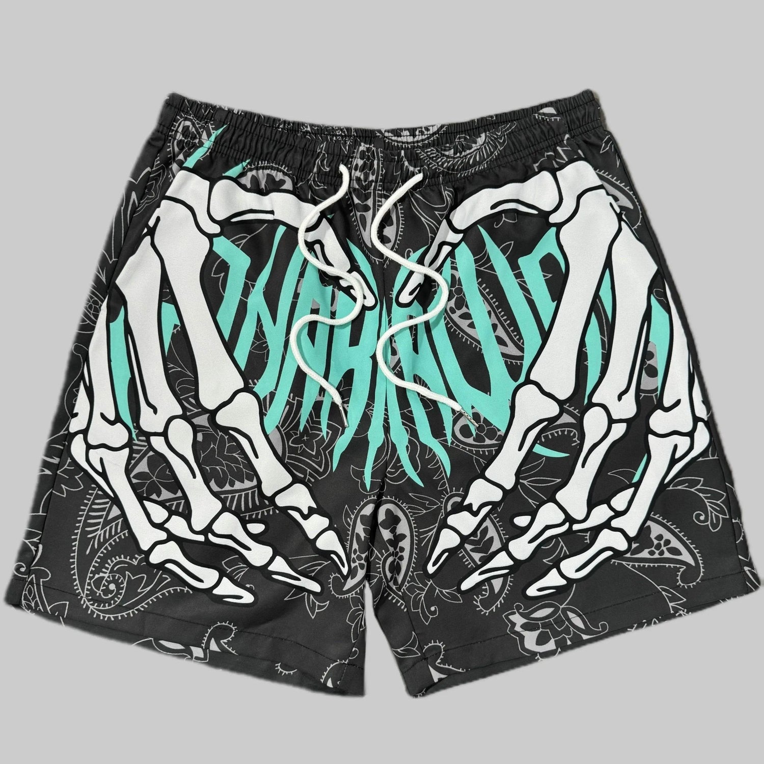 skeleton hand custom shorts - pluto essentials