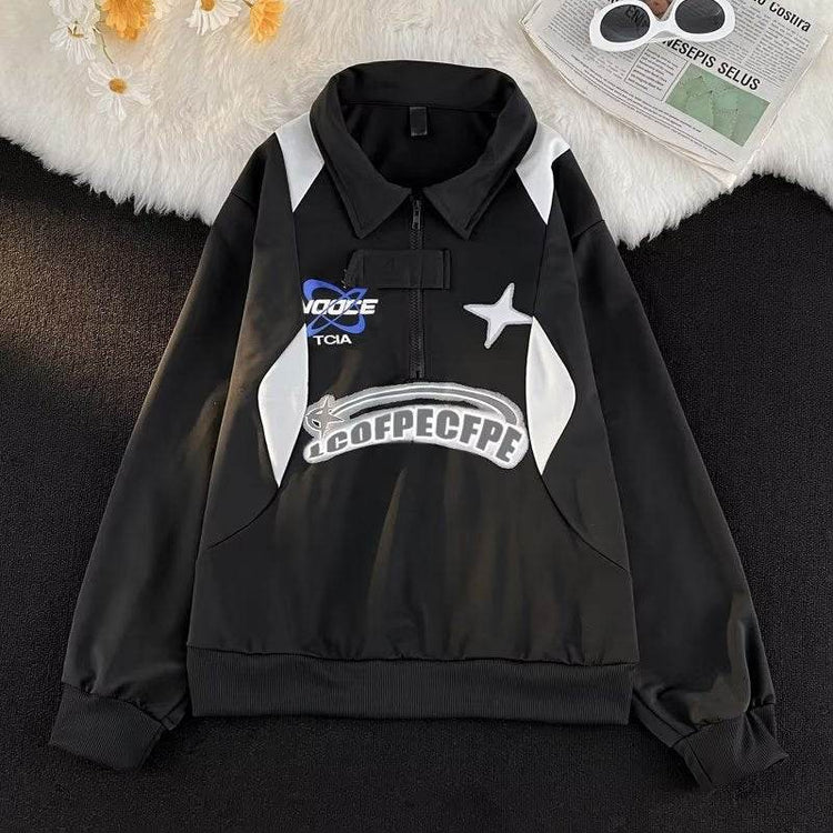 American Retro Printed Sweater For Men - pluto essentials