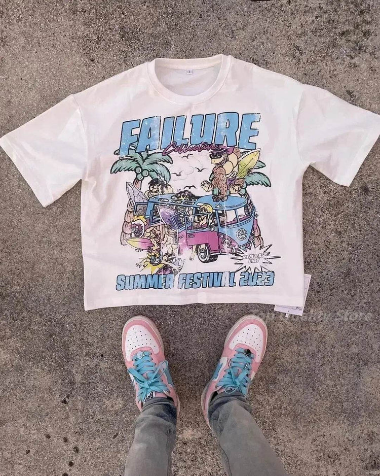 High Street Skull Money Printing Oversized Pattern Gothic Cotton T-shirt Harajuku Couple Y2g Shirt Short Sleeve - pluto essentials