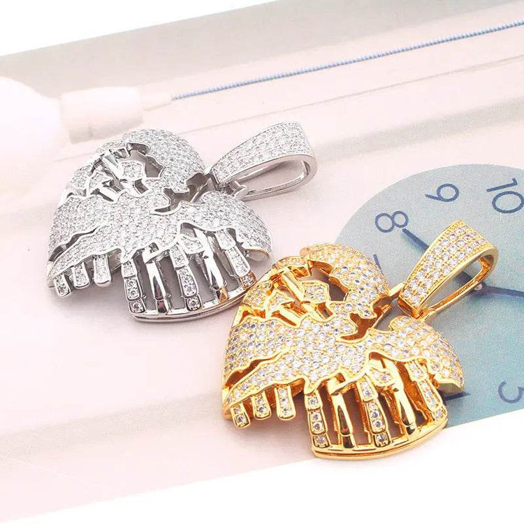 Broken Heart Pendant Hip Hop - pluto essentials