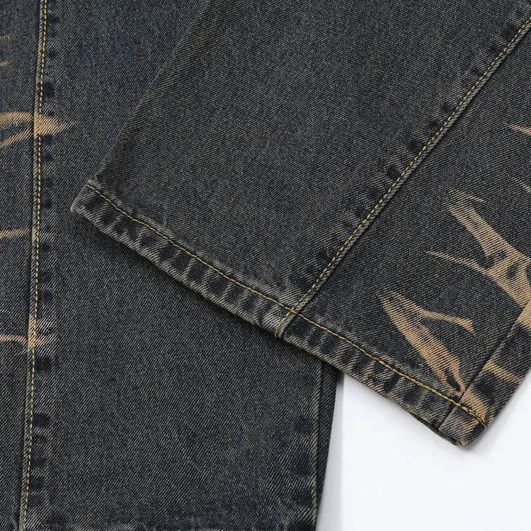 Real Shot American Street High Street Personality Denim Trousers - pluto essentials