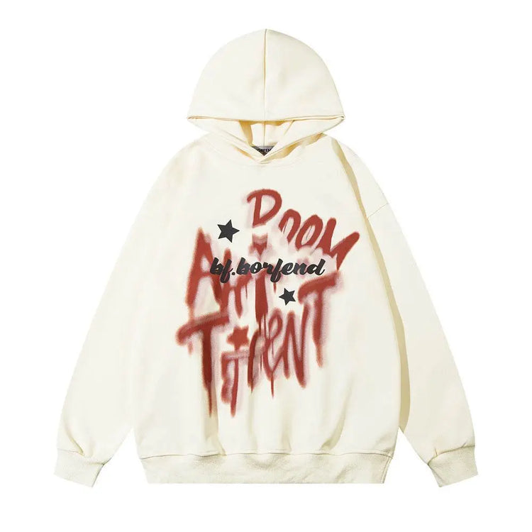 Graffiti Letter Printed Hoodie Men - pluto essentials