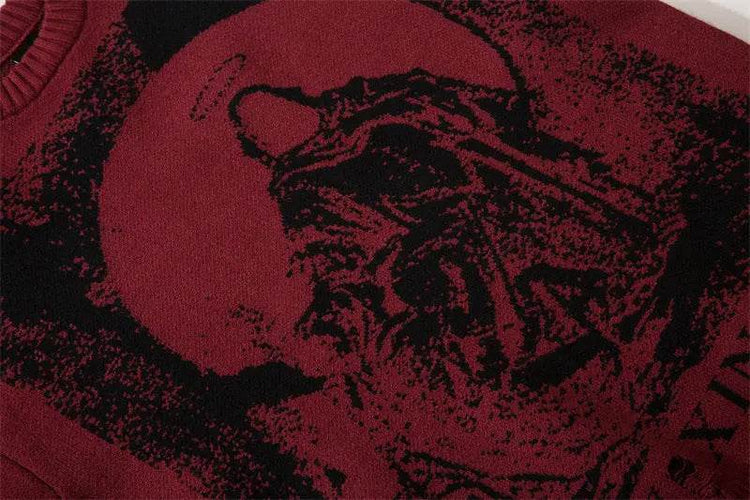 Street Hip-hop Ripped Hole Oversized Pullover Sweater - pluto essentials