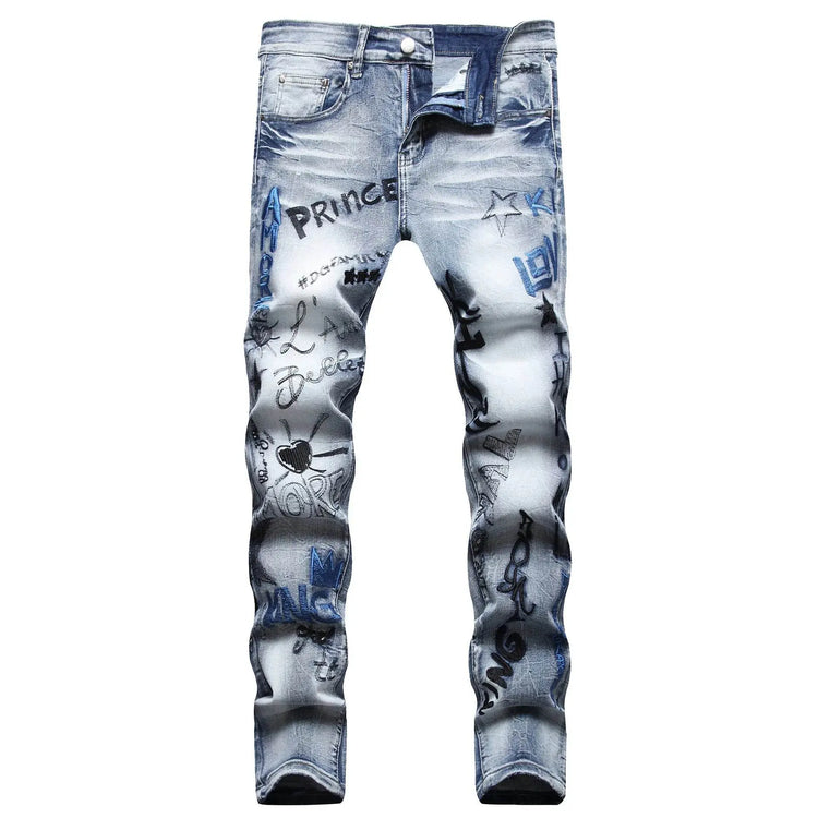 graffiti custom ripped jeans - pluto essentials