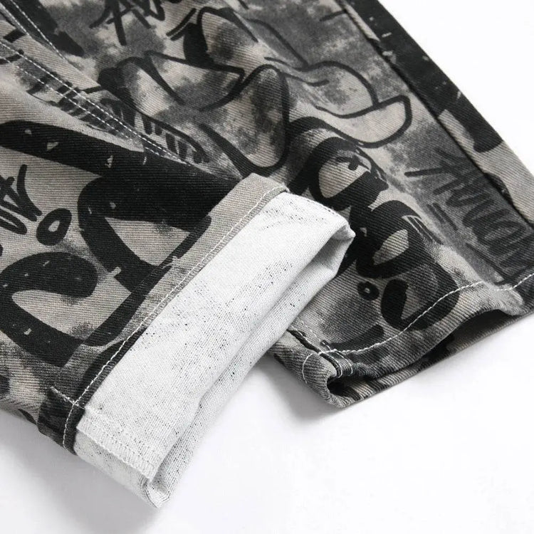 Graffiti Print Jeans - pluto essentials