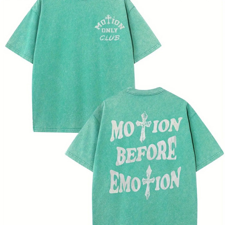 motion before emotion custom t-shirt - pluto essentials