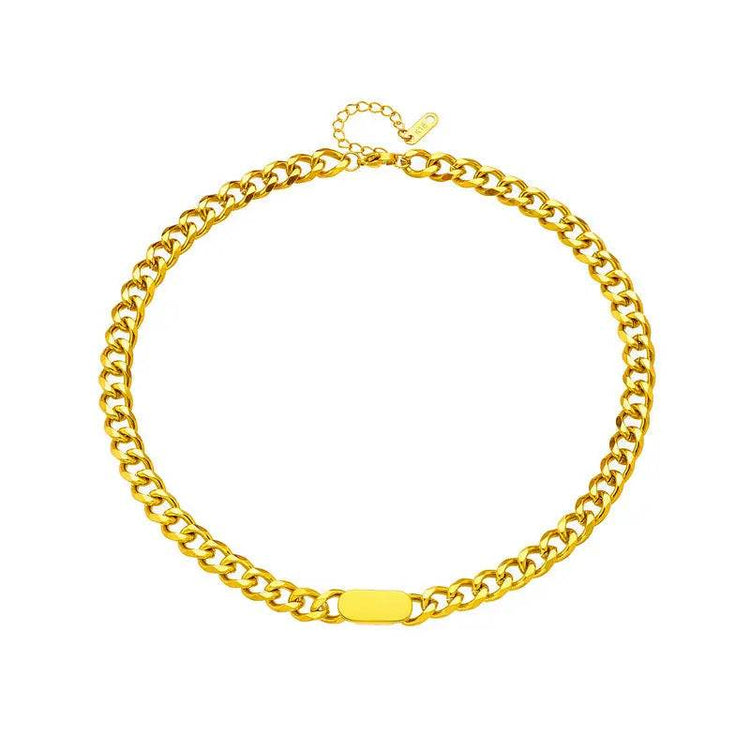 All-match Gold Titanium Steel Hip Hop Women Men Chunky Necklace - pluto essentials