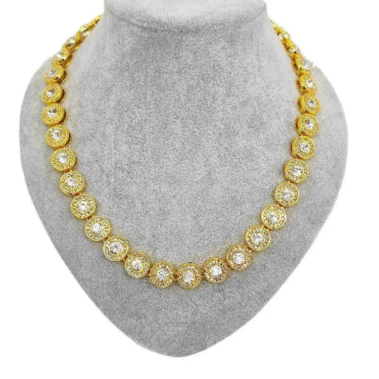 Double Gold Chain Full Diamond Hip Hop Rap Hip Hop Necklace - pluto essentials