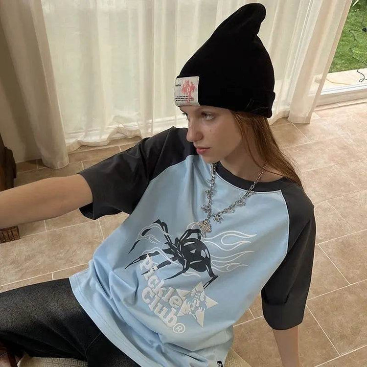 High Quality Harajuku Casual Hip Hop Female Vintage Oversized Street Retro Summer Letters T-shirts - pluto essentials