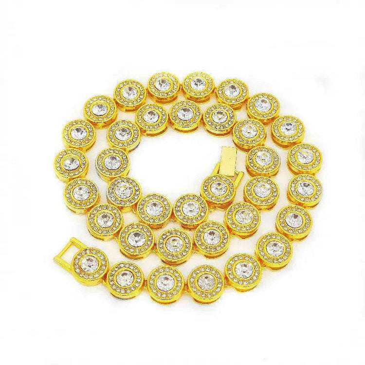 Double Gold Chain Full Diamond Hip Hop Rap Hip Hop Necklace - pluto essentials