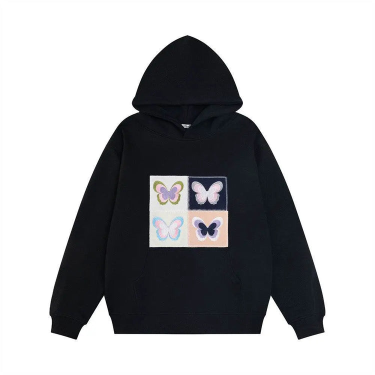 Butterfly Patch Embroidered Hoodie Men - pluto essentials