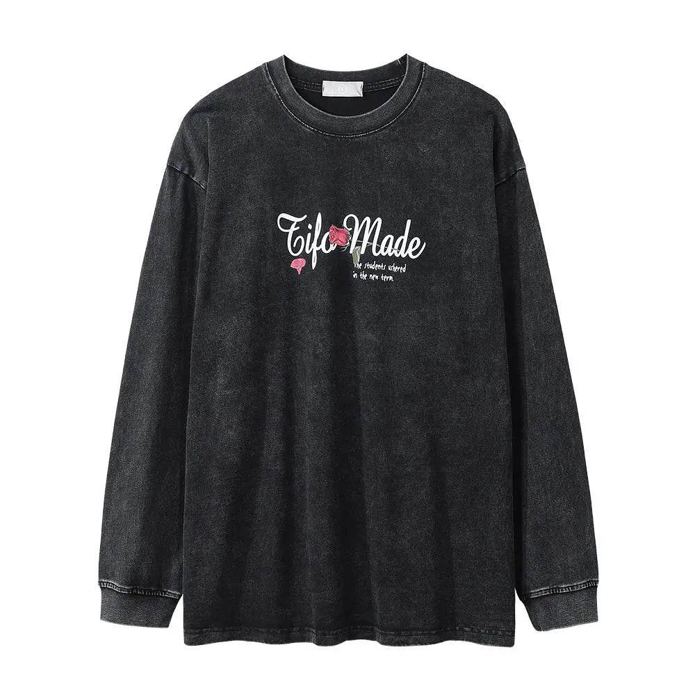 Fashion Brand Fried Street Rose Long Sleeve Men&