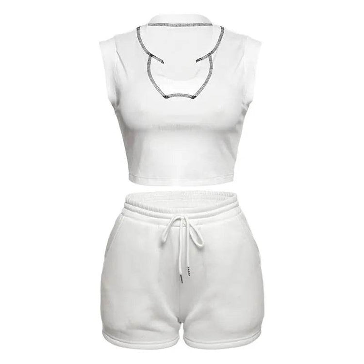 Personality Street Trendy Street Style Solid Color Sleeveless Suit - pluto essentials 