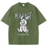 Cute Rabbit Print T-shirt Breathable T-shirt Streetwear - pluto essentials 