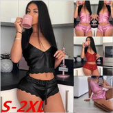 High Stretch Satin Home Pajamas 2-piece Set - pluto essentials 