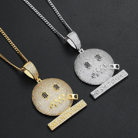 Cartoon Expression Zipper Shut Up Personality Trendy Hip Hop Jewelry - pluto essentials 