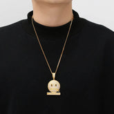 Cartoon Expression Zipper Shut Up Personality Trendy Hip Hop Jewelry - pluto essentials 