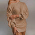 OrangeA Women Off Shoulder Knitted Sweater Dress Autumn Winter Loose Long Sleeve Solid Ladies Tunic Elegant Streetwear Dresses - pluto essentials 