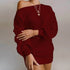 OrangeA Women Off Shoulder Knitted Sweater Dress Autumn Winter Loose Long Sleeve Solid Ladies Tunic Elegant Streetwear Dresses - pluto essentials 
