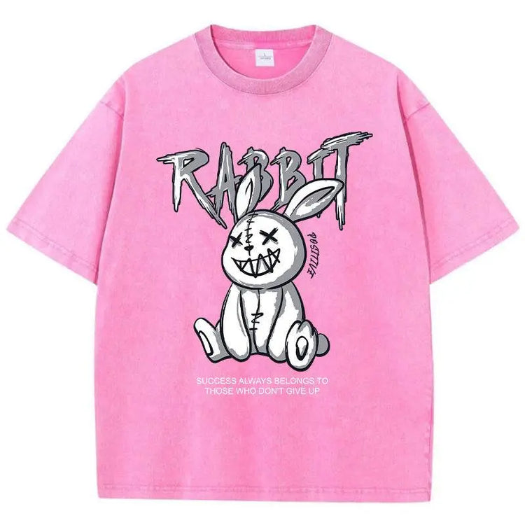 Cute Rabbit Print T-shirt Breathable T-shirt Streetwear - pluto essentials 