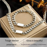 All-match Gold Titanium Steel Hip Hop Women Men Chunky Necklace - pluto essentials 