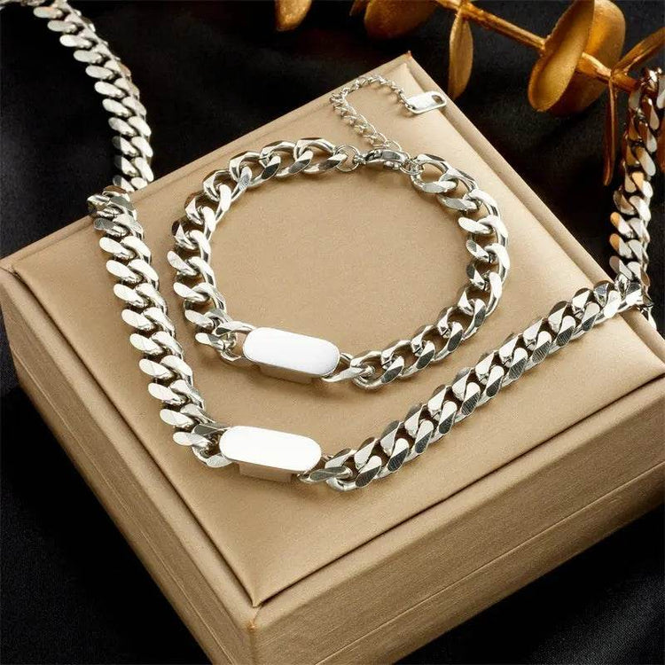 All-match Gold Titanium Steel Hip Hop Women Men Chunky Necklace - pluto essentials 