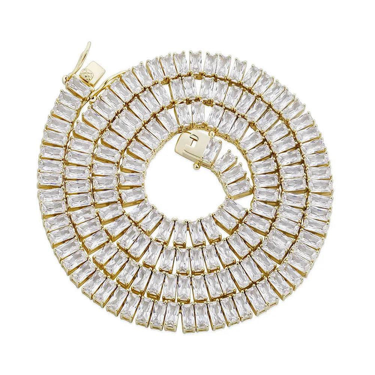 Rectangular Zircon Hip Hop Necklace For Men and Women - pluto essentials 