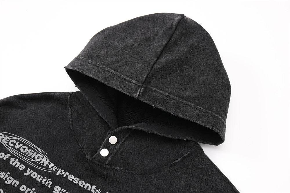 English Letters Printed Hoodie Men - pluto essentials 