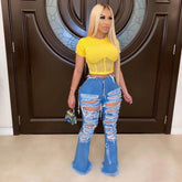 street trend flared denim pants - pluto essentials 