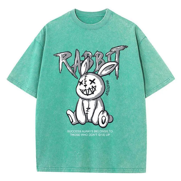 Cute Rabbit Print T-shirt Breathable T-shirt Streetwear - pluto essentials 