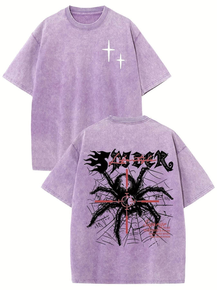 Retro Harajuku Street Spider Double-sided t-shirt - pluto essentials 