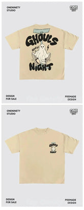 High Street Skull Money Printing Oversized Pattern Gothic Cotton T-shirt Harajuku Couple Y2g Shirt Short Sleeve - pluto essentials 