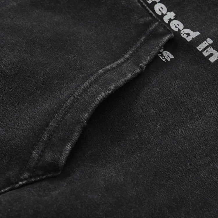 English Letters Printed Hoodie Men - pluto essentials 