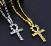 Men And Women Hip Hop Classic Diamond Cross Necklace - pluto essentials 