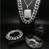 Hiphop hiphop full diamond cuban necklace men set - pluto essentials 