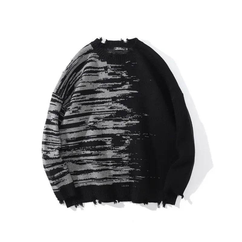 High Street Diablo Funeral Street Color Blocking Hole Sweater - pluto essentials 